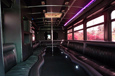 Party bus with dance poles